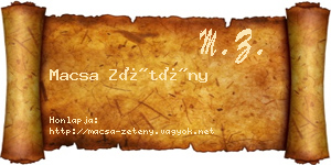 Macsa Zétény névjegykártya